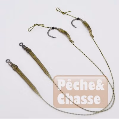 🎣 Leader 'Carpe King': Braided line with hook for carp fishing x 36 pieces 🐟