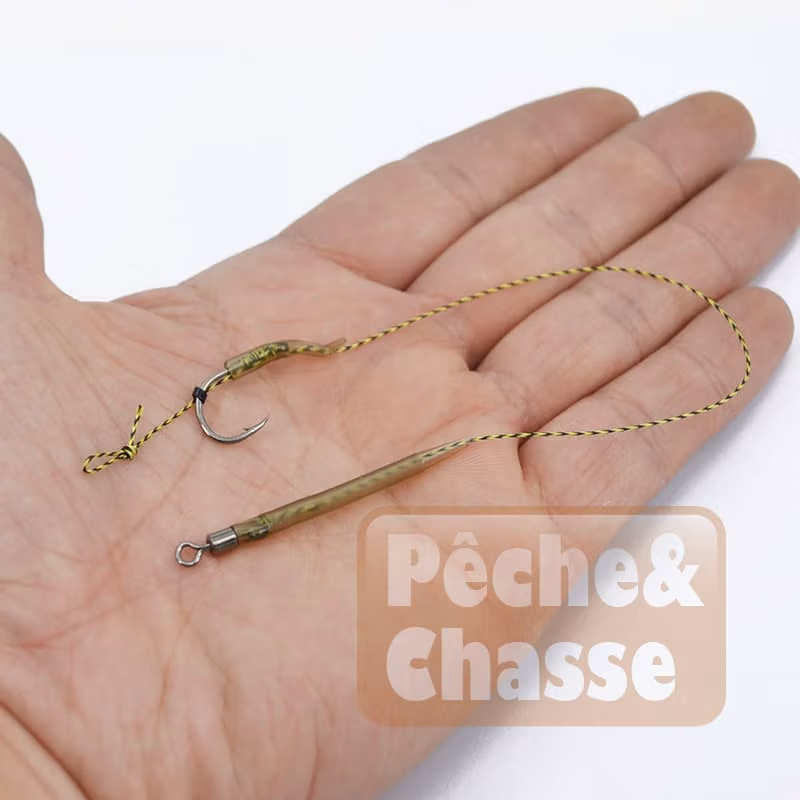 🎣 Leader 'Carpe King': Braided line with hook for carp fishing x 36 pieces 🐟