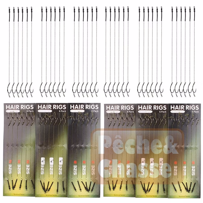 🎣 Leader 'Carpe King': Braided line with hook for carp fishing x 36 pieces 🐟
