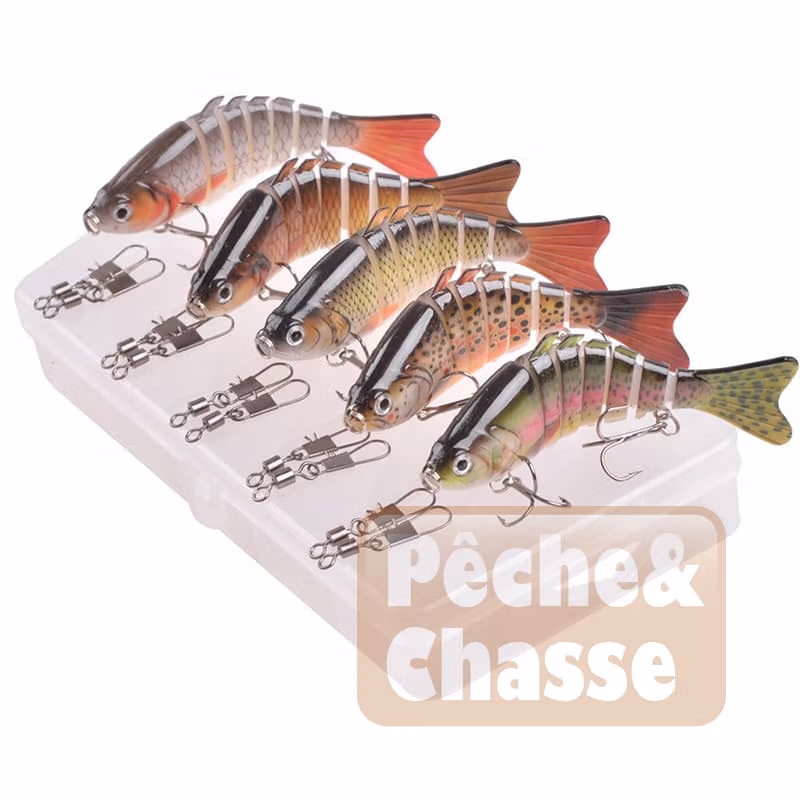 đŁ Kit Ultra-Fish: Leurre de PĂȘche 10cm Multi-Sections avec Hameçons Triples â LâAppĂąt Magique pour tous les Poissons!