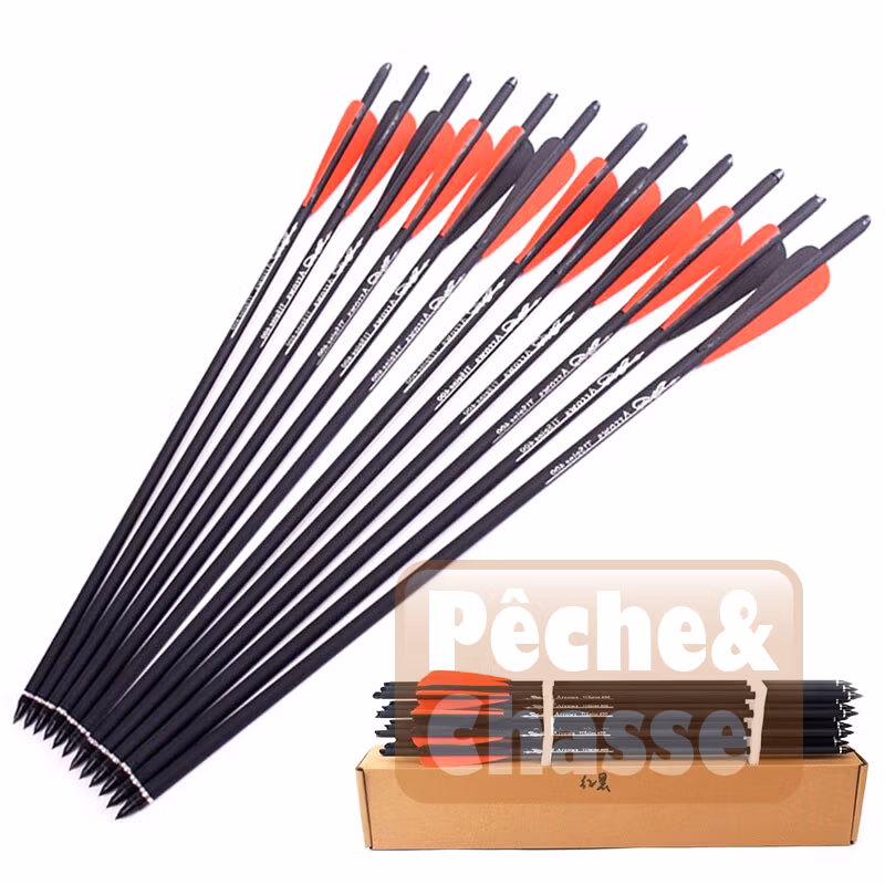 đč Jeu de flĂšches en carbone pour la chasse Ă l'arc et lance flĂšche â la prĂ©cision alliĂ©e Ă la robustesse (41/51 cm)