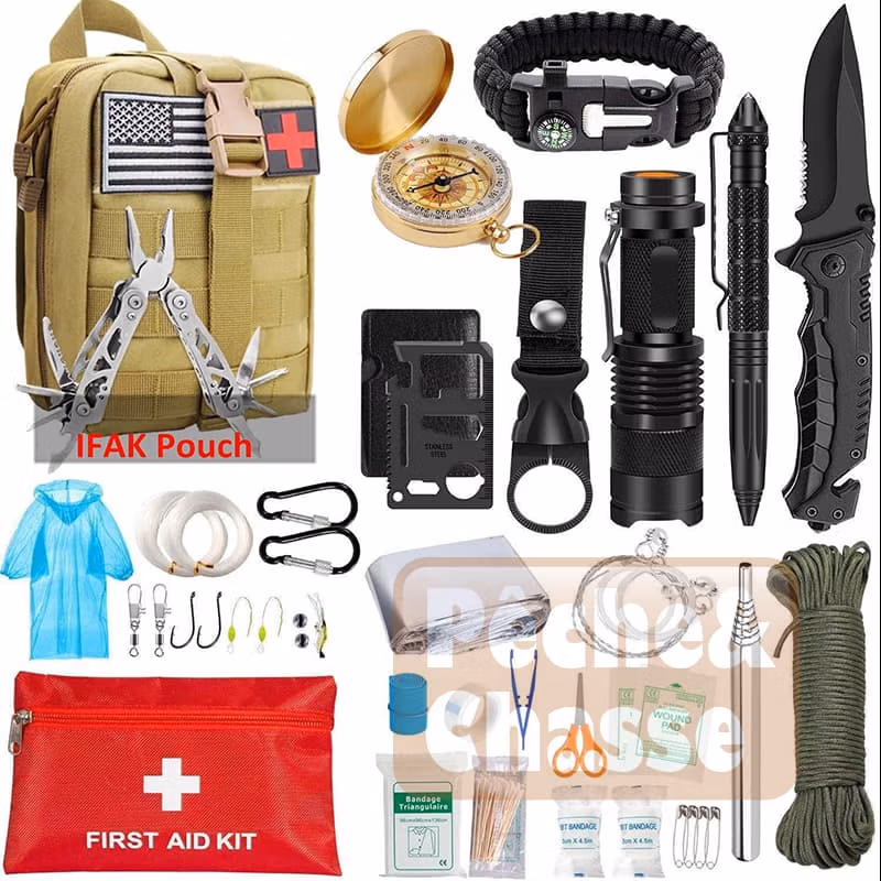 🌲SurvivalMaster Pro 47-en-1: Le Meilleur Kit de Survie Militaire Complet pour Survivalistes et Aventuriers!🔦