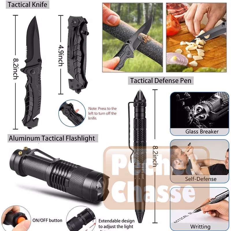 🌲SurvivalMaster Pro 47-en-1: Le Meilleur Kit de Survie Militaire Complet pour Survivalistes et Aventuriers!🔦