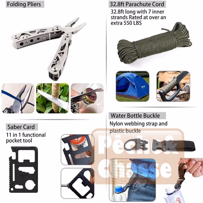🌲SurvivalMaster Pro 47-en-1: Le Meilleur Kit de Survie Militaire Complet pour Survivalistes et Aventuriers!🔦