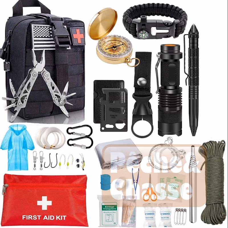🌲SurvivalMaster Pro 47-en-1: Le Meilleur Kit de Survie Militaire Complet pour Survivalistes et Aventuriers!🔦
