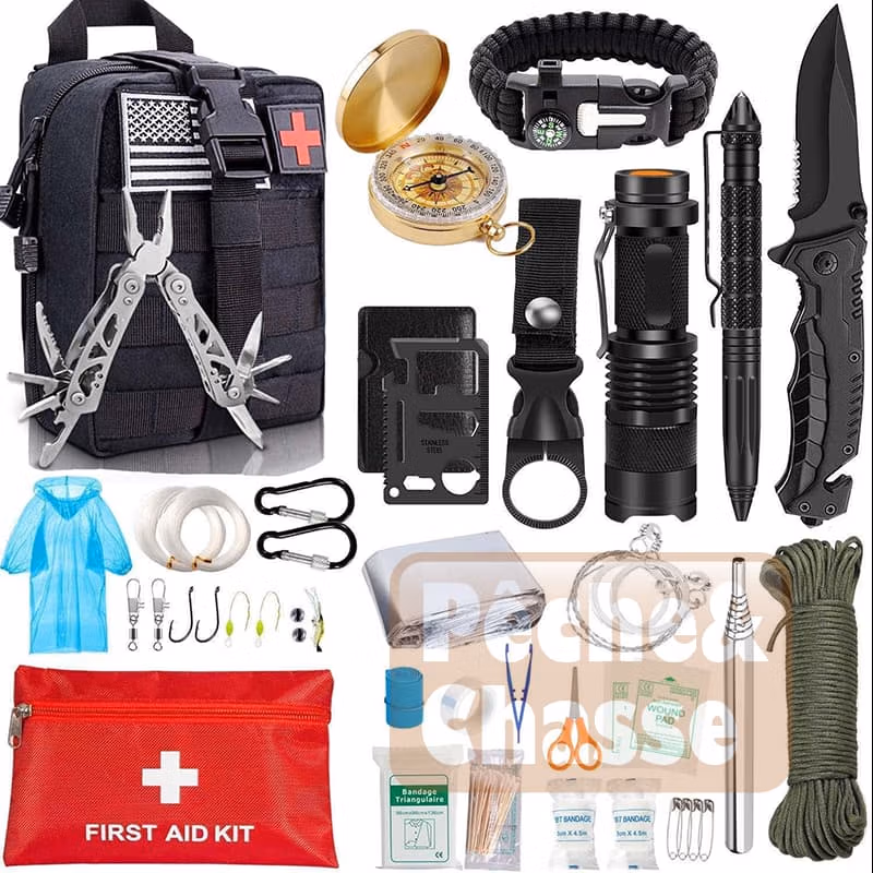 🌲SurvivalMaster Pro 47-en-1: Le Meilleur Kit de Survie Militaire Complet pour Survivalistes et Aventuriers!🔦