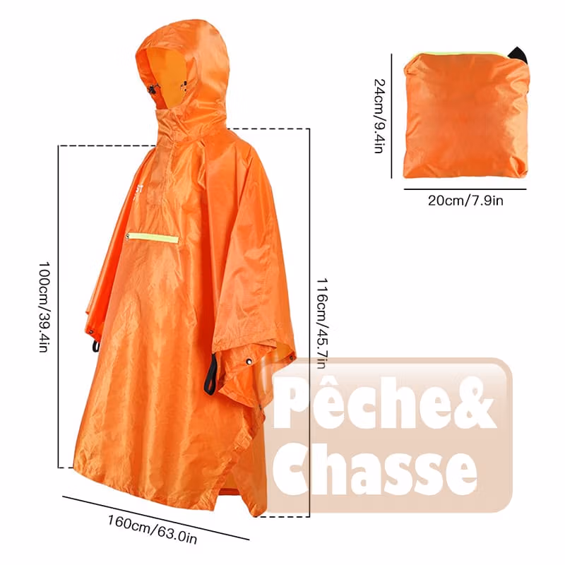 ☔ Explorer Pro Poncho 3 en 1 : Imper, Tapis & Tente – Poncho de Pluie Ultime pour Vélo et Activités de Plein Air 💪
