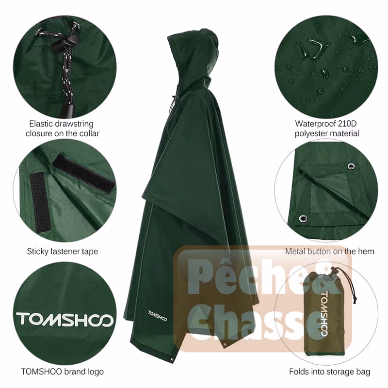 ☔ Explorer Pro Poncho 3 en 1 : Imper, Tapis & Tente – Poncho de Pluie Ultime pour Vélo et Activités de Plein Air 💪
