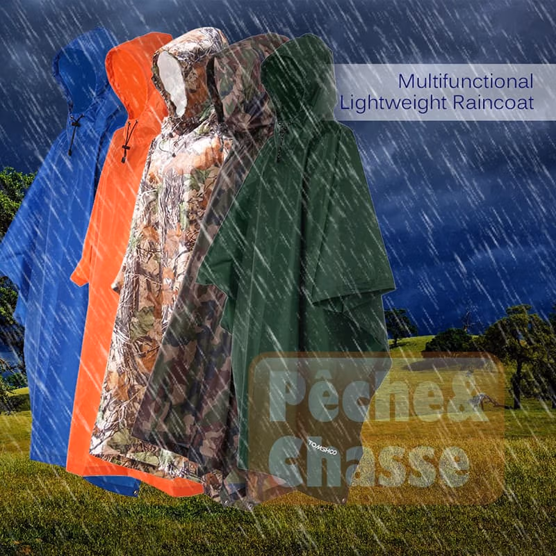 ☔ Explorer Pro Poncho 3 en 1 : Imper, Tapis & Tente – Poncho de Pluie Ultime pour Vélo et Activités de Plein Air 💪