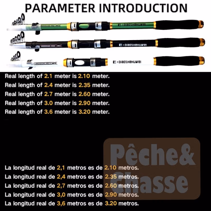đŁ LuxeCarbFrp : la canne Ă pĂȘche tĂ©lescopique ultra rĂ©sistante de 2,1 Ă 3,6 m pour carnassier un choix rĂ©sultant d'un type unique