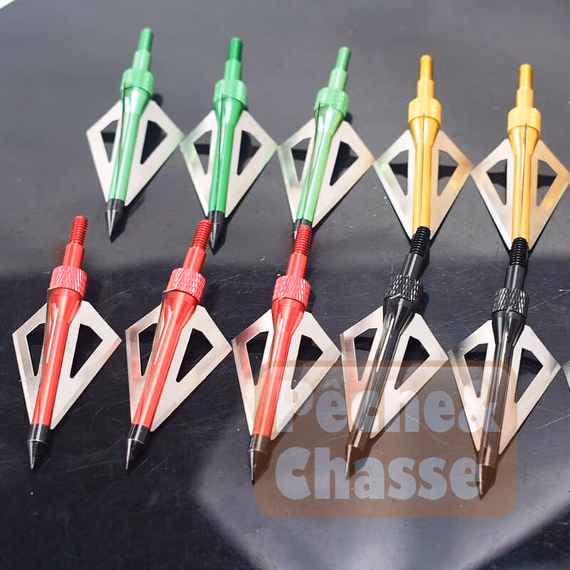 🎯 Pointes de flèches de chasse en acier inoxydable avec 3 lames lot de 12 avec Étui de rangement pour arc et lance flèche