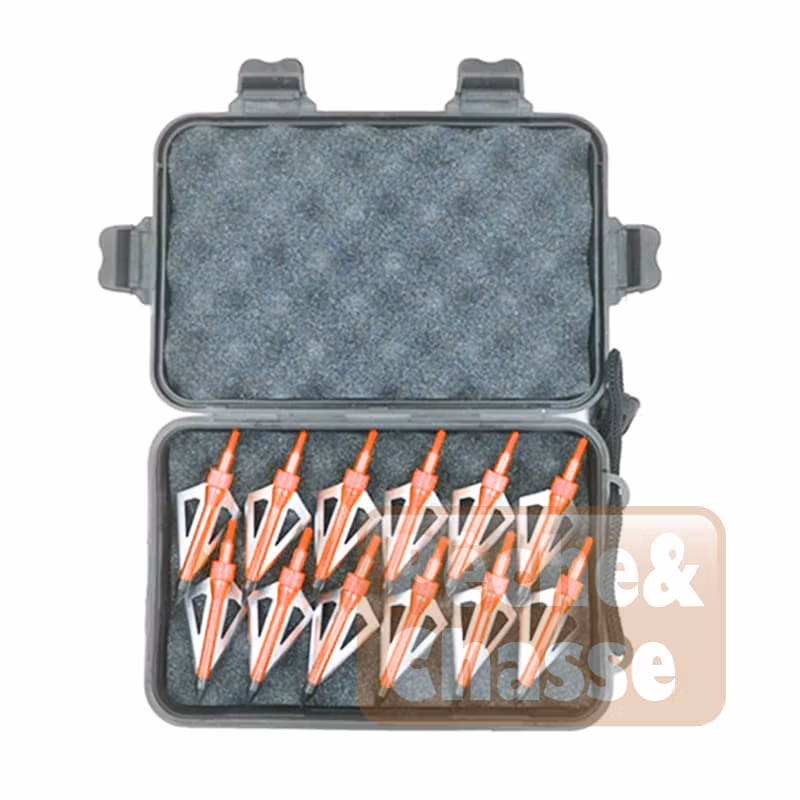 🎯 Pointes de flèches de chasse en acier inoxydable avec 3 lames lot de 12 avec Étui de rangement pour arc et lance flèche Couleur Rouge