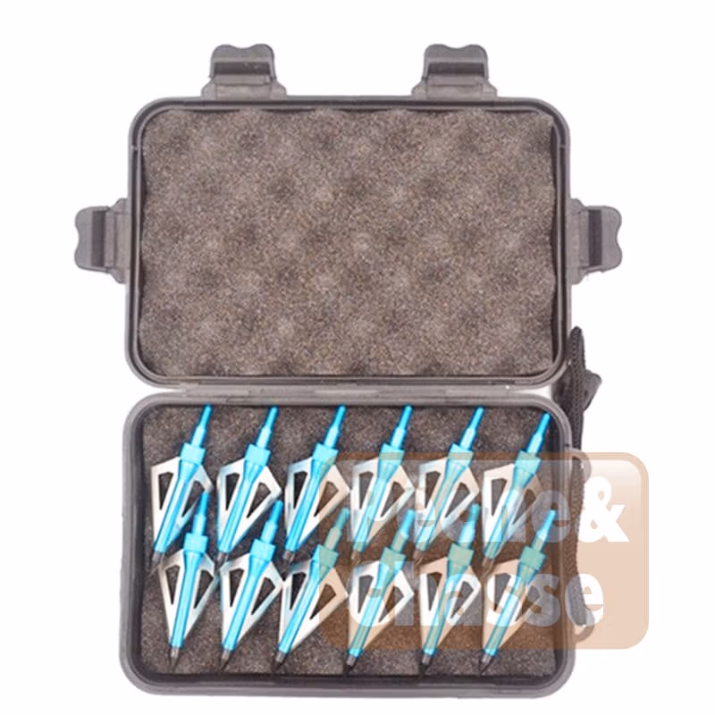🎯 Pointes de flèches de chasse en acier inoxydable avec 3 lames lot de 12 avec Étui de rangement pour arc et lance flèche Couleur Bleu