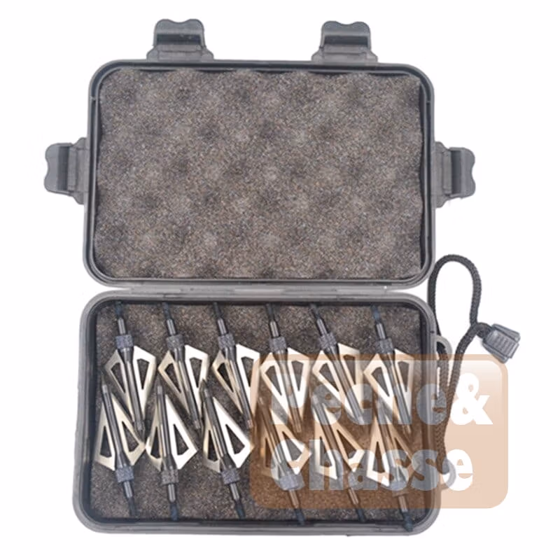 🎯 Pointes de flèches de chasse en acier inoxydable avec 3 lames lot de 12 avec Étui de rangement pour arc et lance flèche Couleur NOIR