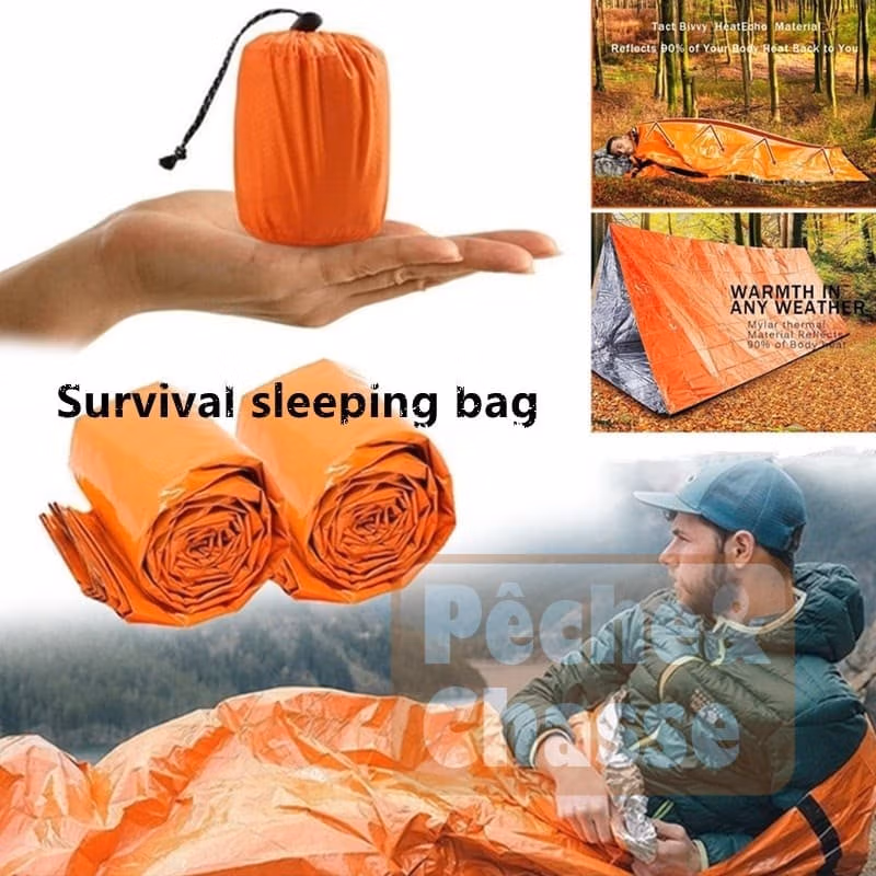 đïž SurvivaBagâą: Sac de Couchage d'Urgence en Mylar UltralĂ©ger & ImpermĂ©able - Votre Compagnon de Survie Par Excellence!