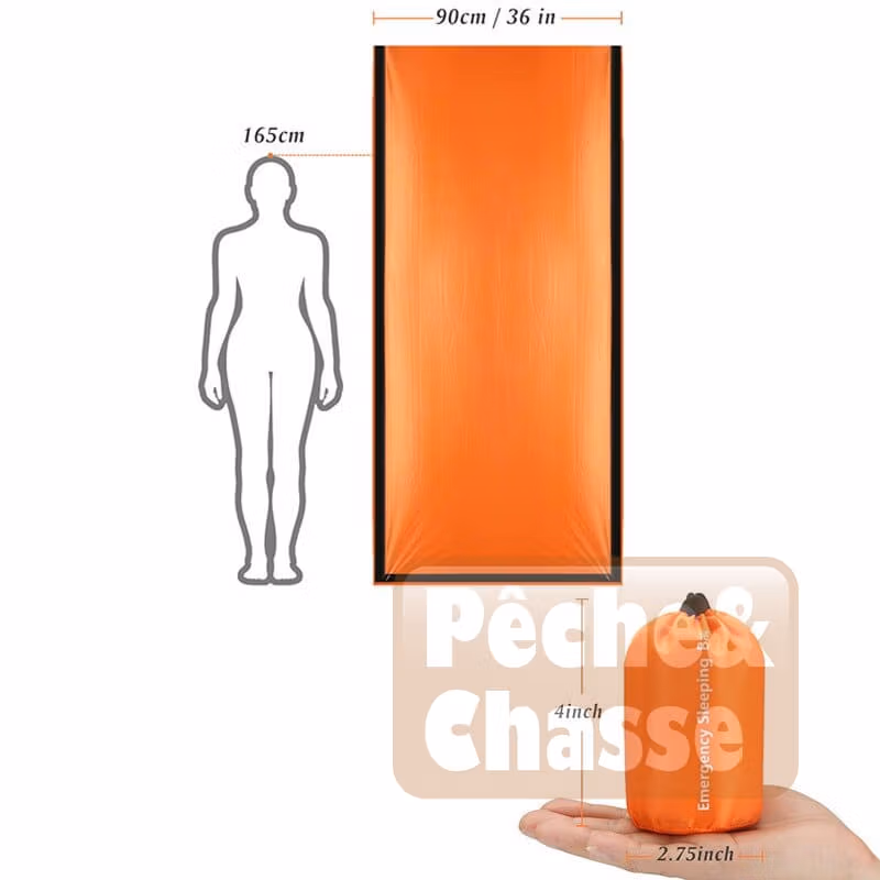 đïž SurvivaBagâą: Sac de Couchage d'Urgence en Mylar UltralĂ©ger & ImpermĂ©able - Votre Compagnon de Survie Par Excellence!