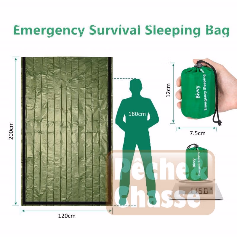 đïž SurvivaBagâą: Sac de Couchage d'Urgence en Mylar UltralĂ©ger & ImpermĂ©able - Votre Compagnon de Survie Par Excellence!