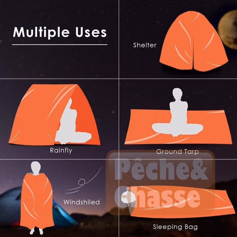 đïž SurvivaBagâą: Sac de Couchage d'Urgence en Mylar UltralĂ©ger & ImpermĂ©able - Votre Compagnon de Survie Par Excellence!