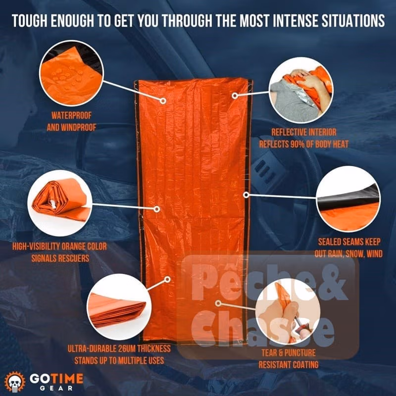 đïž SurvivaBagâą: Sac de Couchage d'Urgence en Mylar UltralĂ©ger & ImpermĂ©able - Votre Compagnon de Survie Par Excellence!