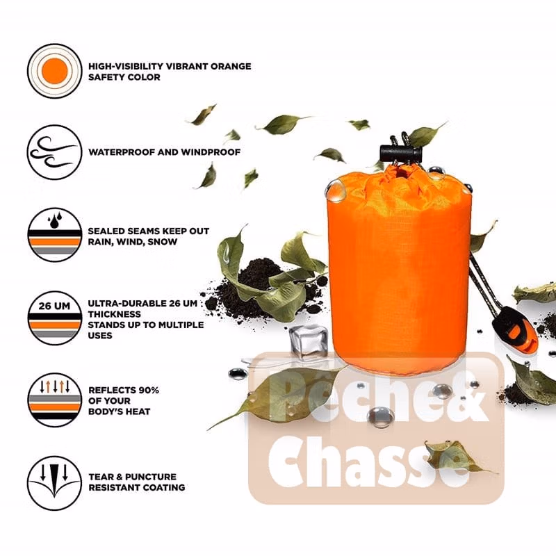 đïž SurvivaBagâą: Sac de Couchage d'Urgence en Mylar UltralĂ©ger & ImpermĂ©able - Votre Compagnon de Survie Par Excellence!