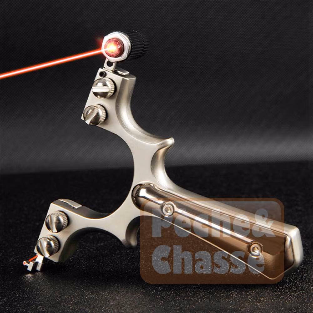 🎯 Slingshot EagleEye - Lance-Pierre en Acier Inoxydable avec Viseur Laser et Niveau à Bulle 🚀